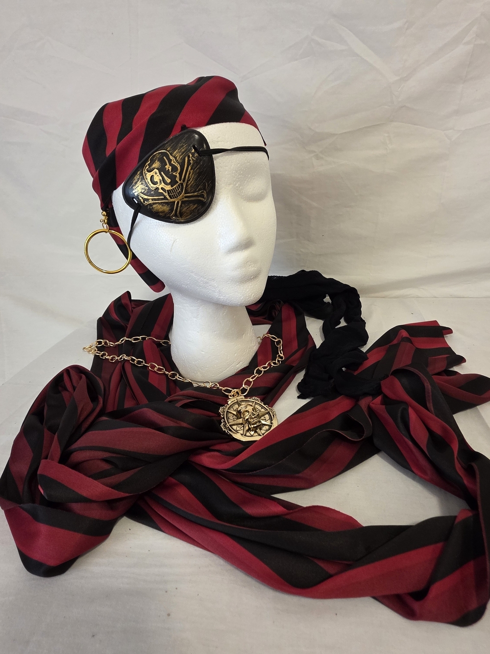 NEWHalloween Pirate Costume Accessories Eye Patch Sash Fishnet Bandana One Size